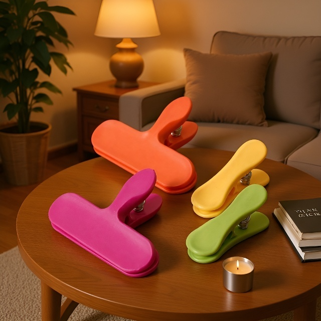 Detailní pohled na těsnící klip na sáčku