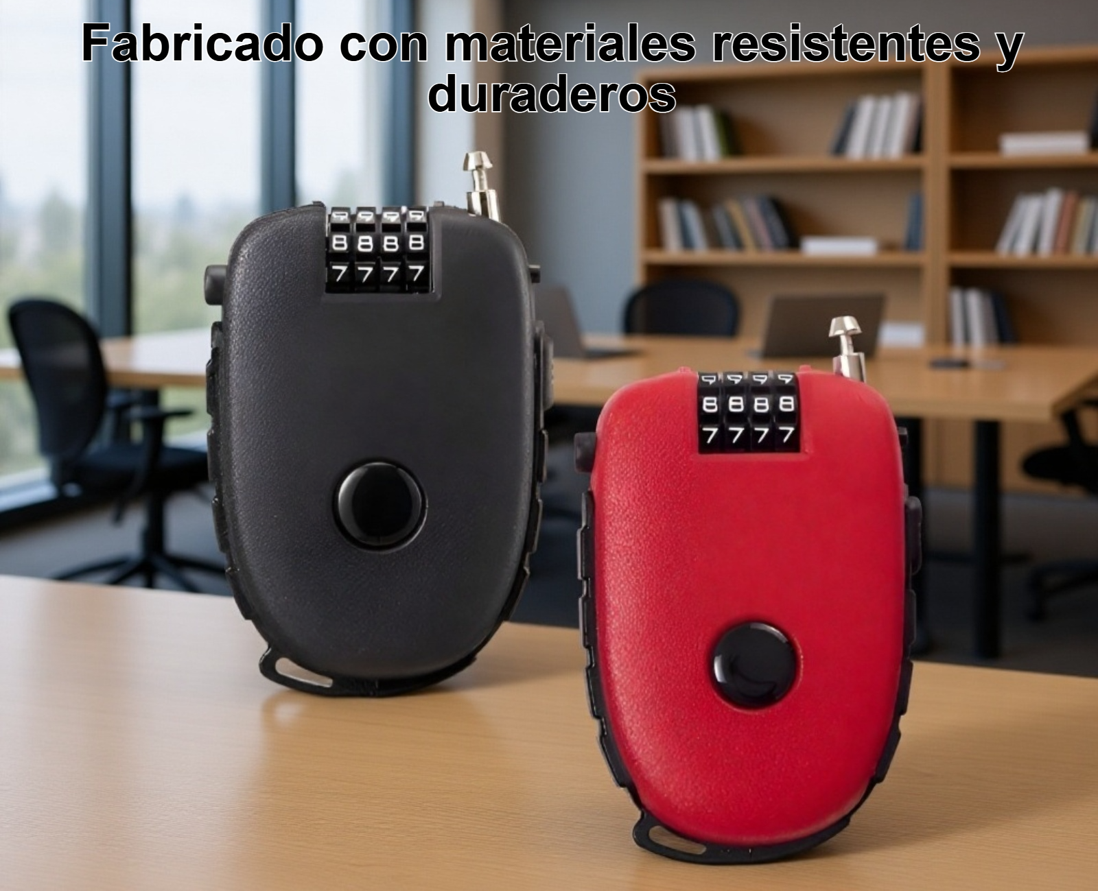 Candado de alambre portátil asegurando una bicicleta