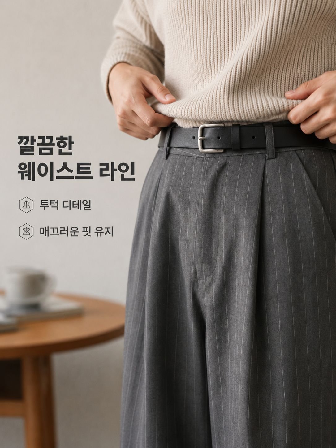트렌디한 남성 와이드 슬랙스 스타일링 예시