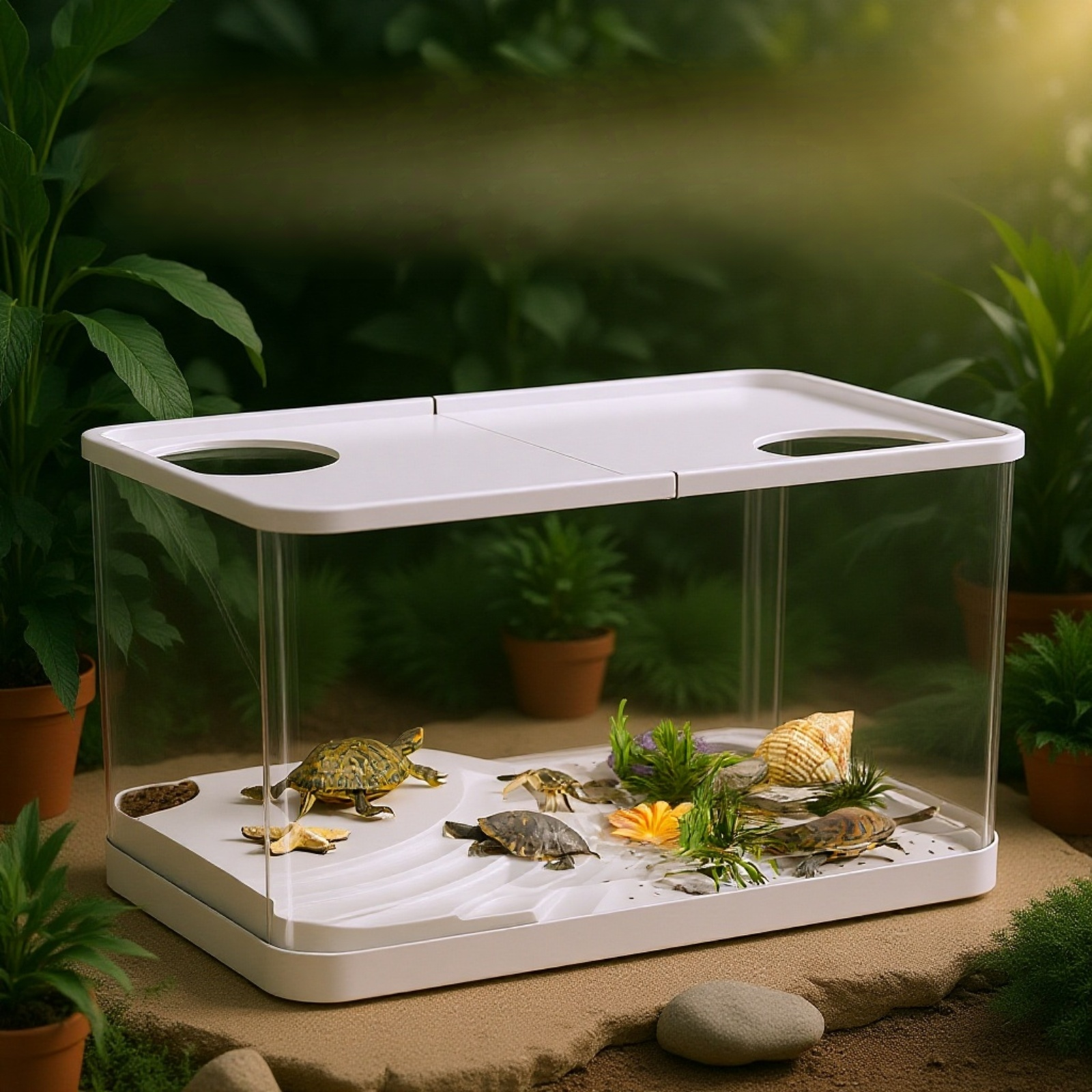 Acuario ecológico de plástico para mascotas, multifuncional, para criar peces y tortugas en el hogar