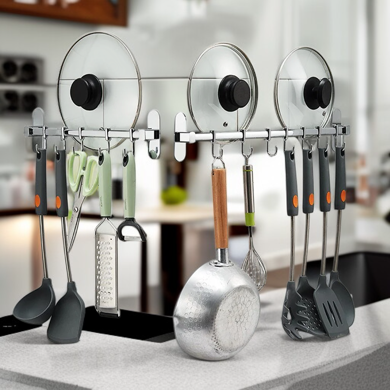 Wielofunkcyjny stalowy wieszak bez wiercenia do kuchni i łazienki