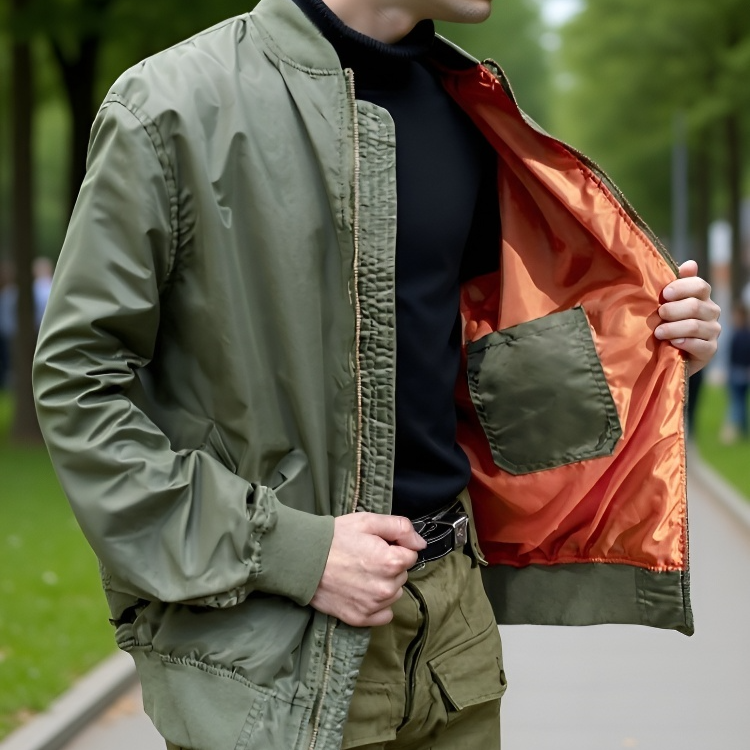 Detailansicht der leichten Jacke mit Taschen