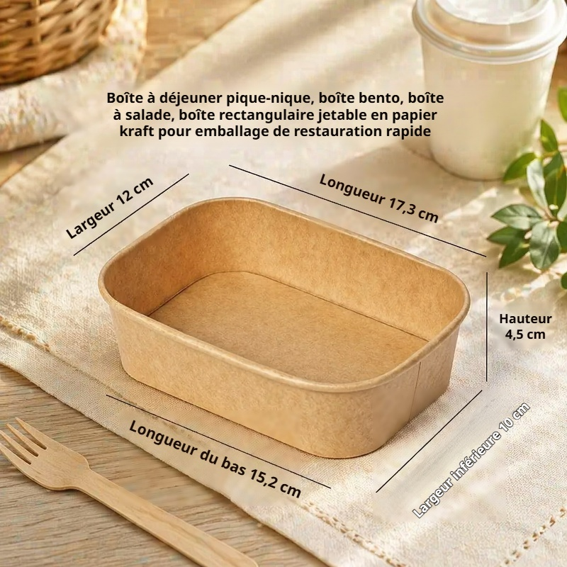 Boîte à lunch jetable en papier kraft pour salade et repas à emporter