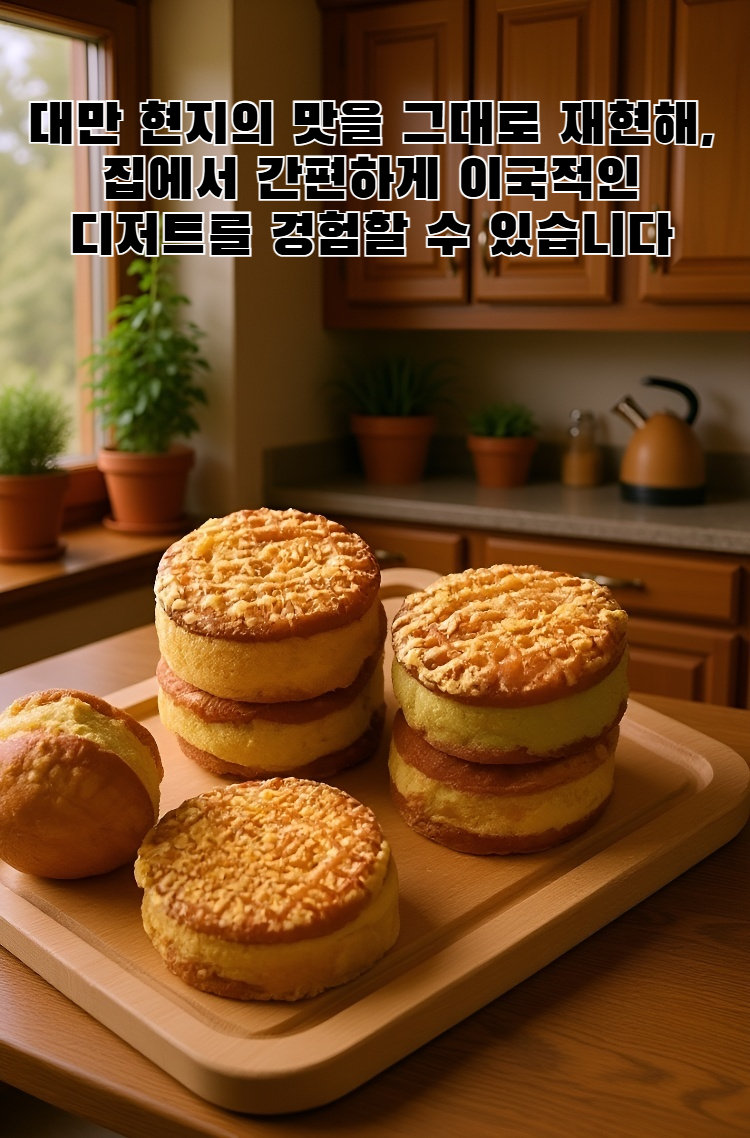 밤과 녹두가 들어간 케이크 단면