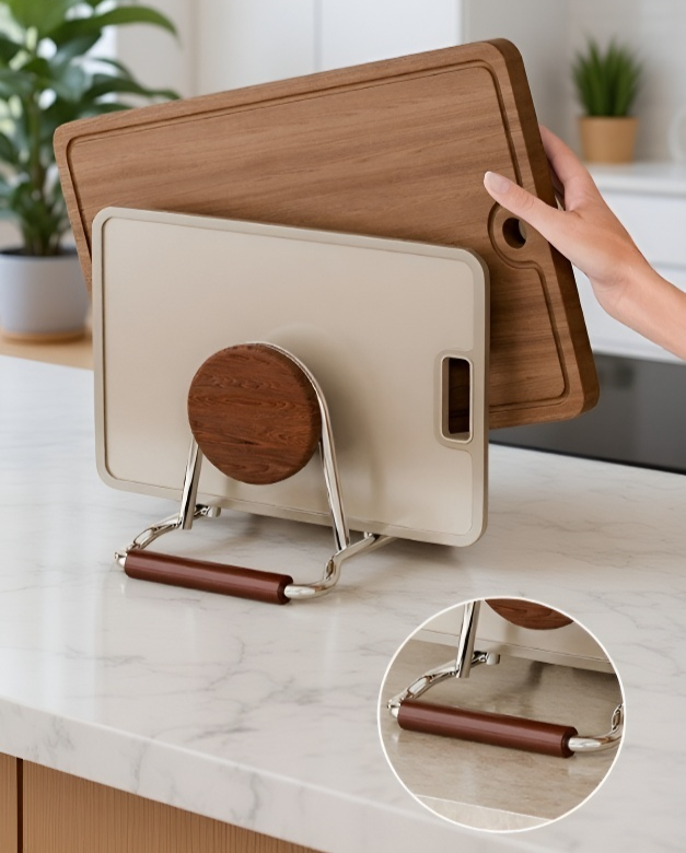 Praktyczny uchwyt na deski do krojenia ze stali nierdzewnej