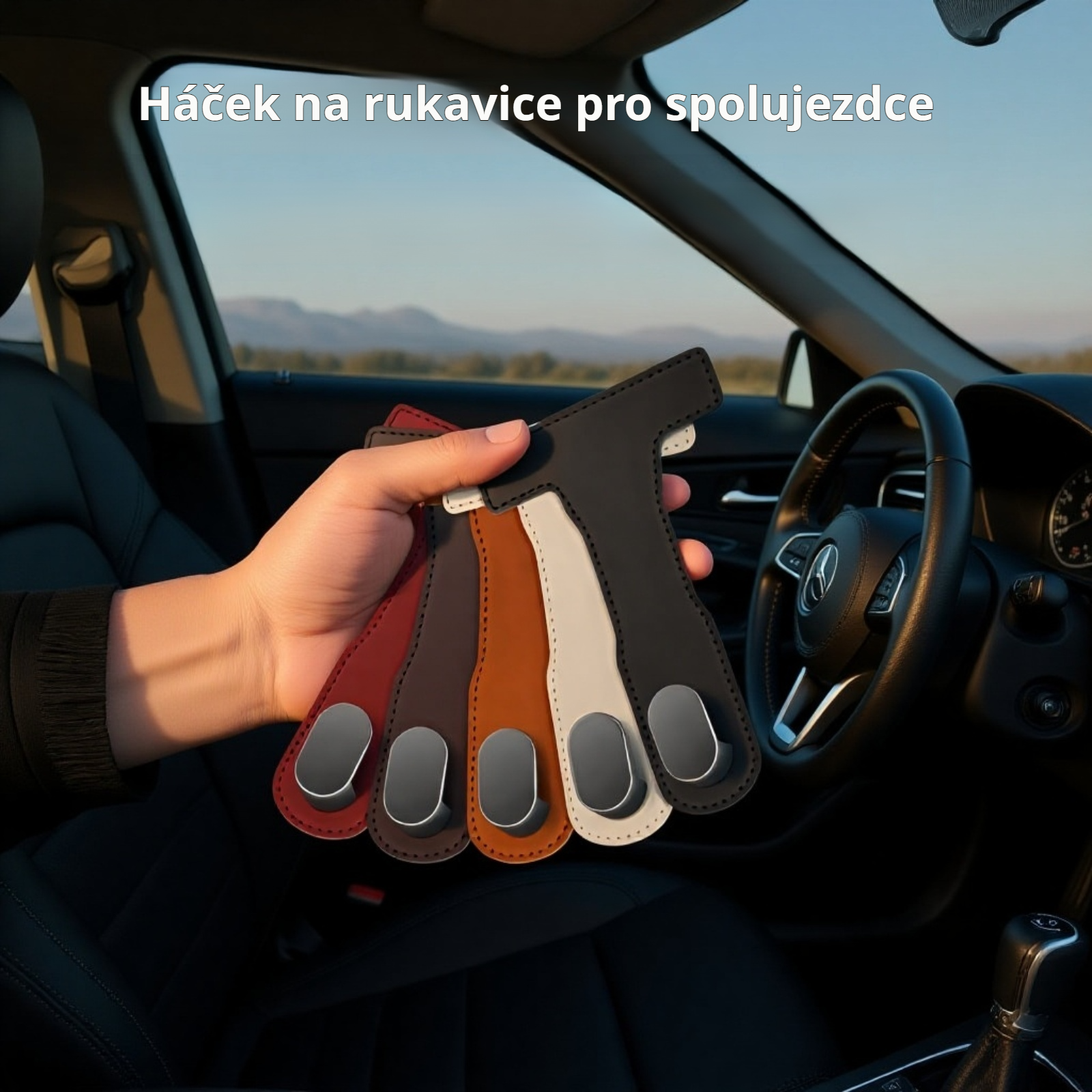 Multifunkční háčky do auta zavěšené na opěrce hlavy
