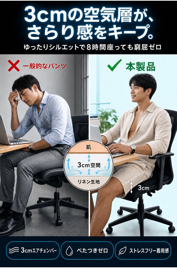 メンズリネン長袖シャツ+ショートパンツセットアップ - detail 14