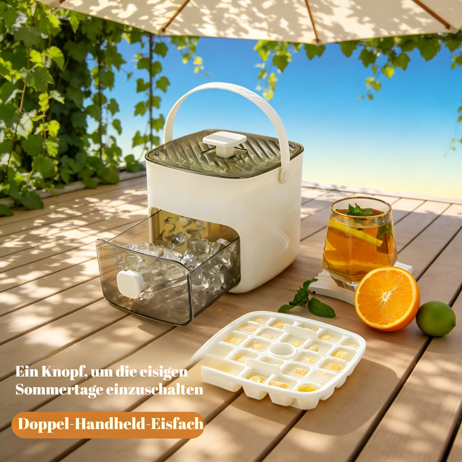 Handliche Eiswürfelform mit Druckfunktion