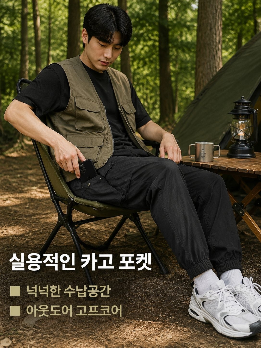 남자 퀵드라이 냉장고 캐주얼 팬츠 카고 바지