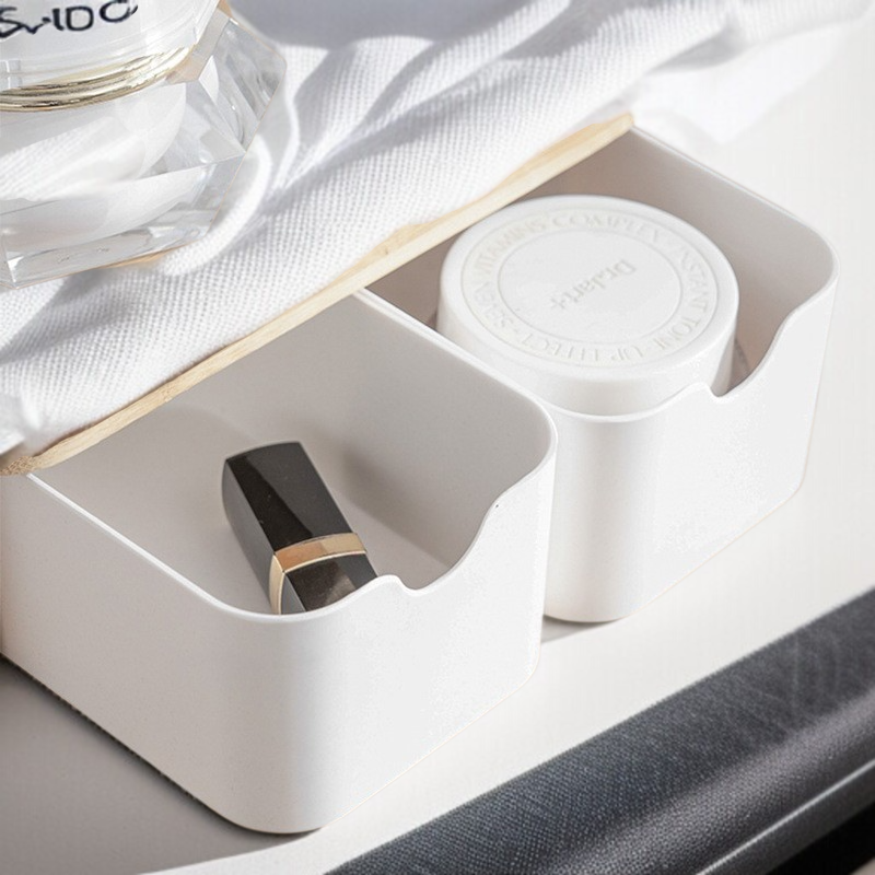 デスクトップ生分解性多層竹木製収納ボックス 引き出しデスクトップ竹繊維オーガナイザー 家庭用化粧品オーガナイザー