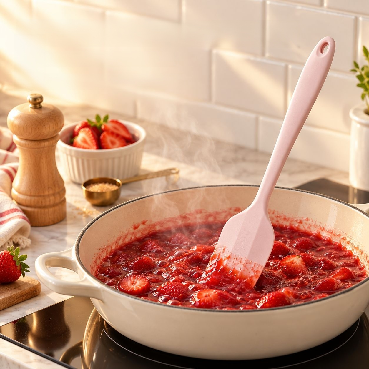 Spatule en Silicone Alimentaire Résistant Chaleur, Repas Bébé et Pâtisserie