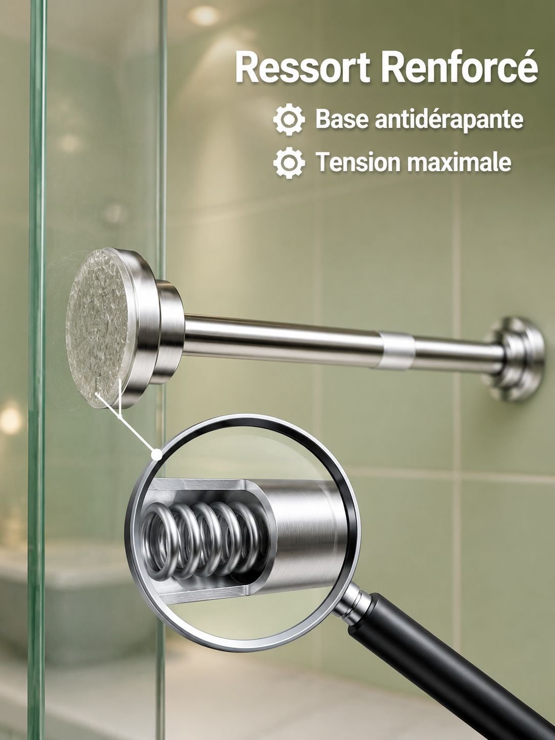 Barre de séchage à linge télescopique en acier inoxydable sans perçage, barre de rideau de douche, b