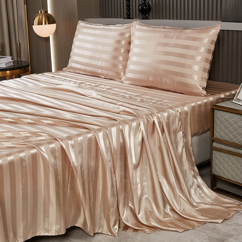 Three piece set of silk satin bed sheets