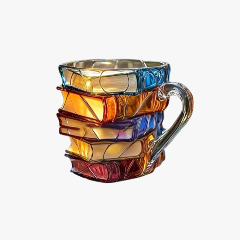 Borosilikatglas-Buch-Mug, modischer, bunter Kaffeebecher