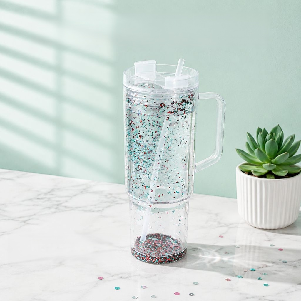 Double-Layer Plastic Cup with Lid