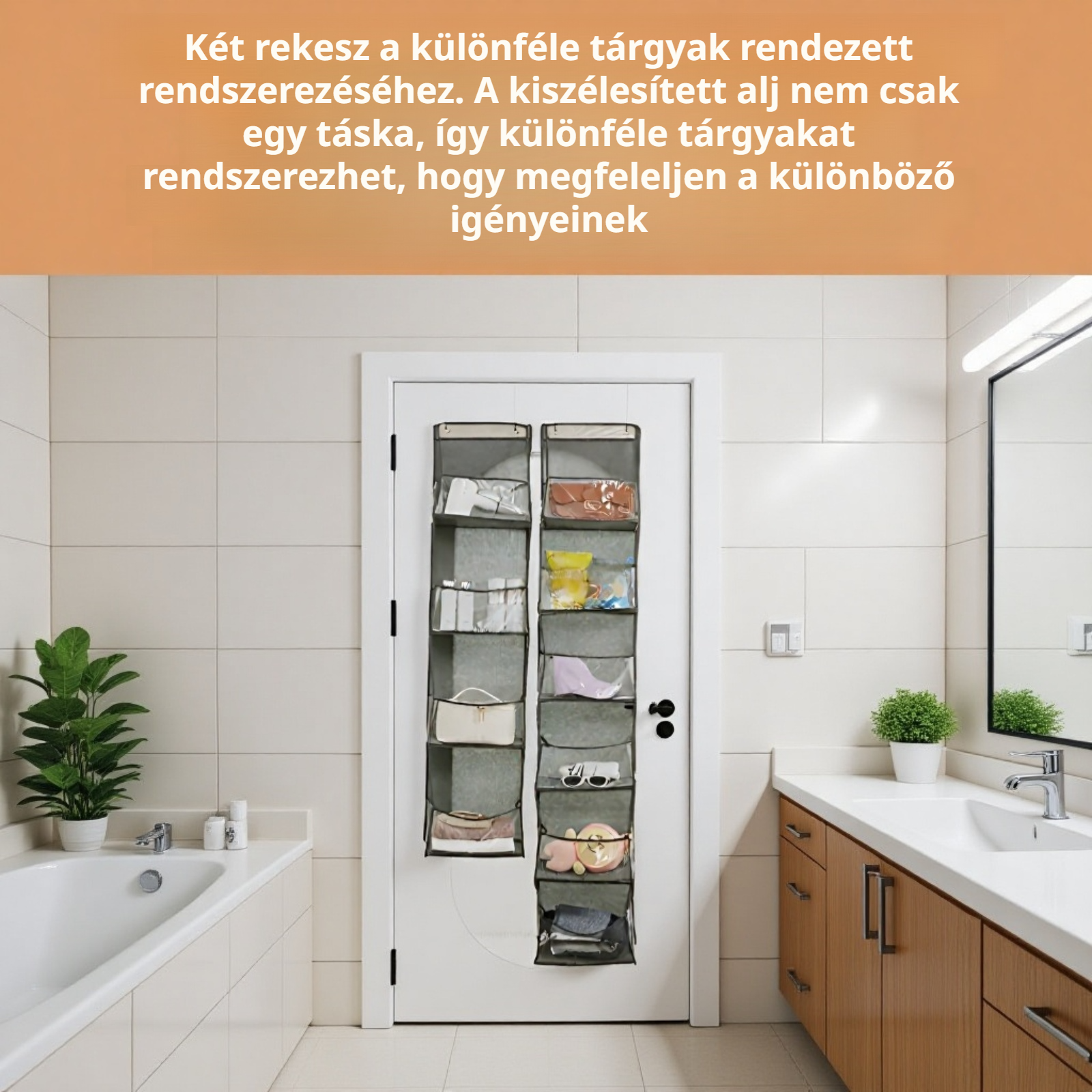  Ajtóra akasztható tároló táska – Többfunkciós ruhák és játékok rendszerezője