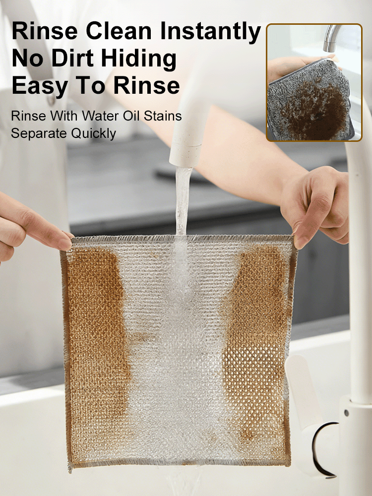 【Powerful Stain Removal】Double-Sided Silver Fiber Bamboo Charcoal Cleaning Cloth