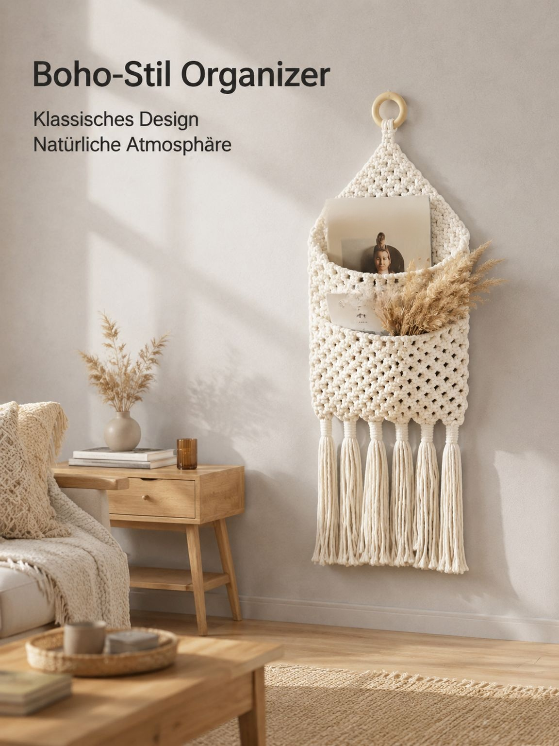 Hängendes Aufbewahrungsnetz für das Bett