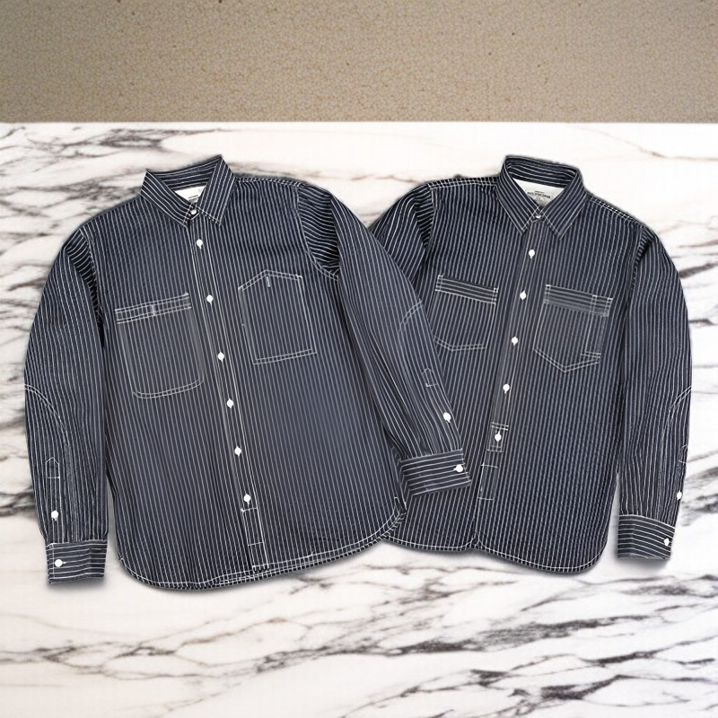 アメリカーナストライプの鉄道シャツ、ハンティングスーツ、ワークウェアの長袖シャツ