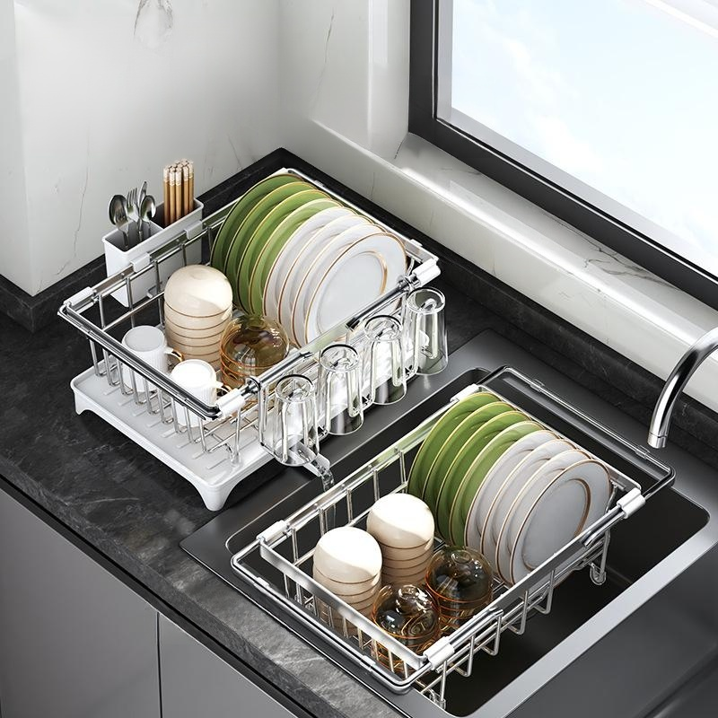 Sink Dish and Utensil Drainer Basket