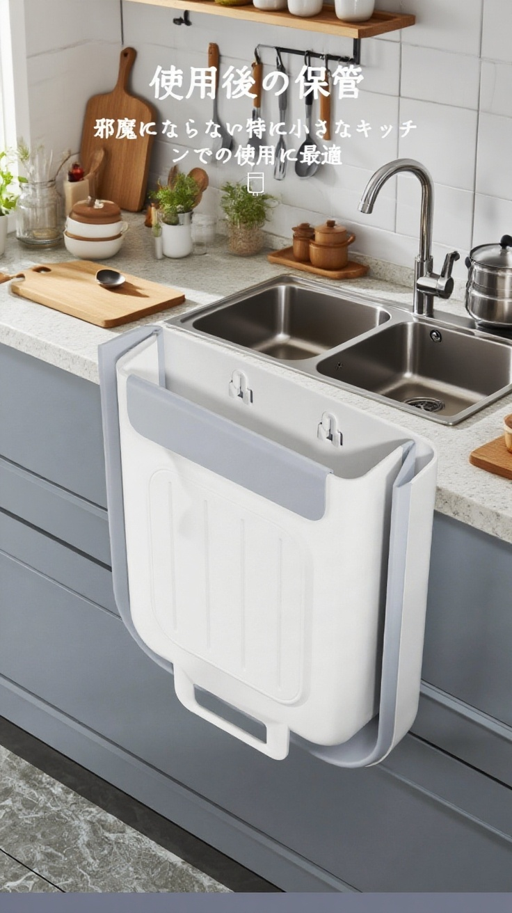 折りたたみ式壁掛けゴミ箱の収納状態