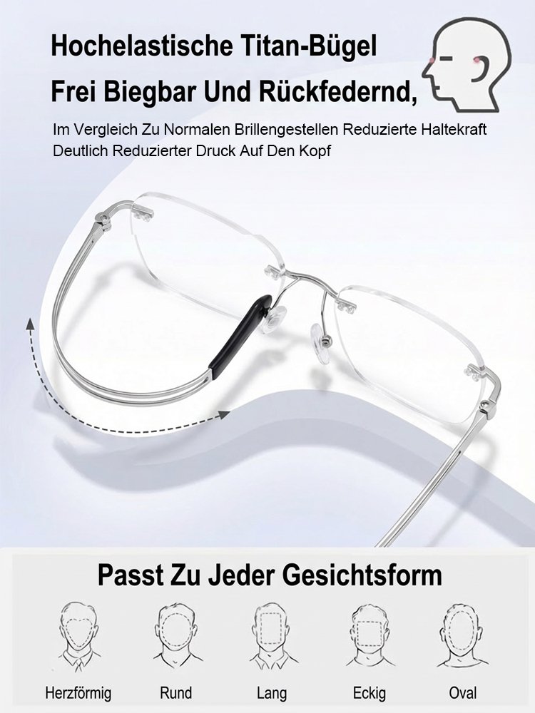 Rahmenlose photochrome, zoomfähige, hochauflösende Lesebrille