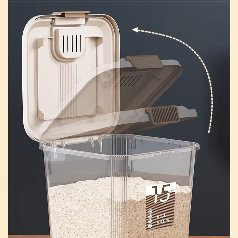 Großvolumiger, luftdichter Reiskübel 