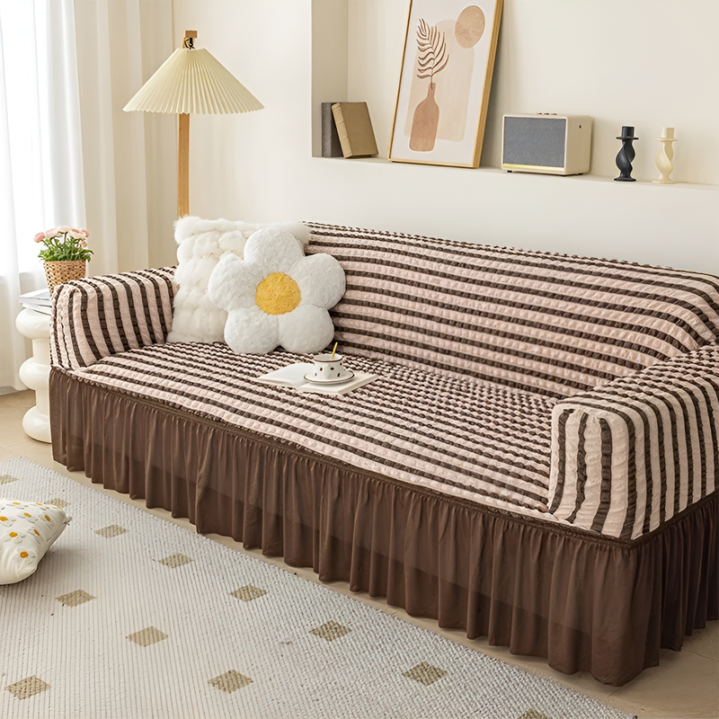 現代シンプルバブルガーゼソファカバー 全包みタイプ 滑り止め・ストレッチ素材