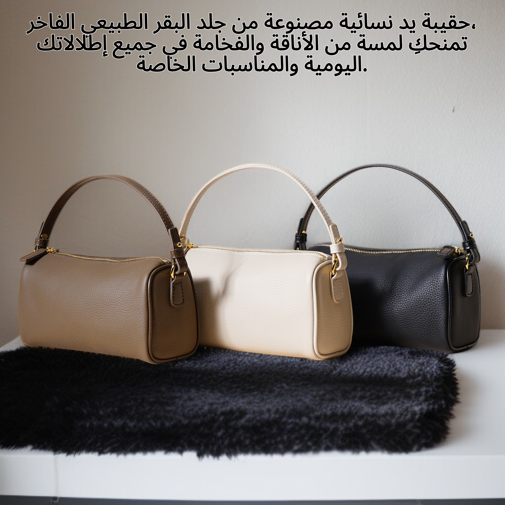 حقيبة يد نسائية من جلد البقر الطبيعي الفاخر