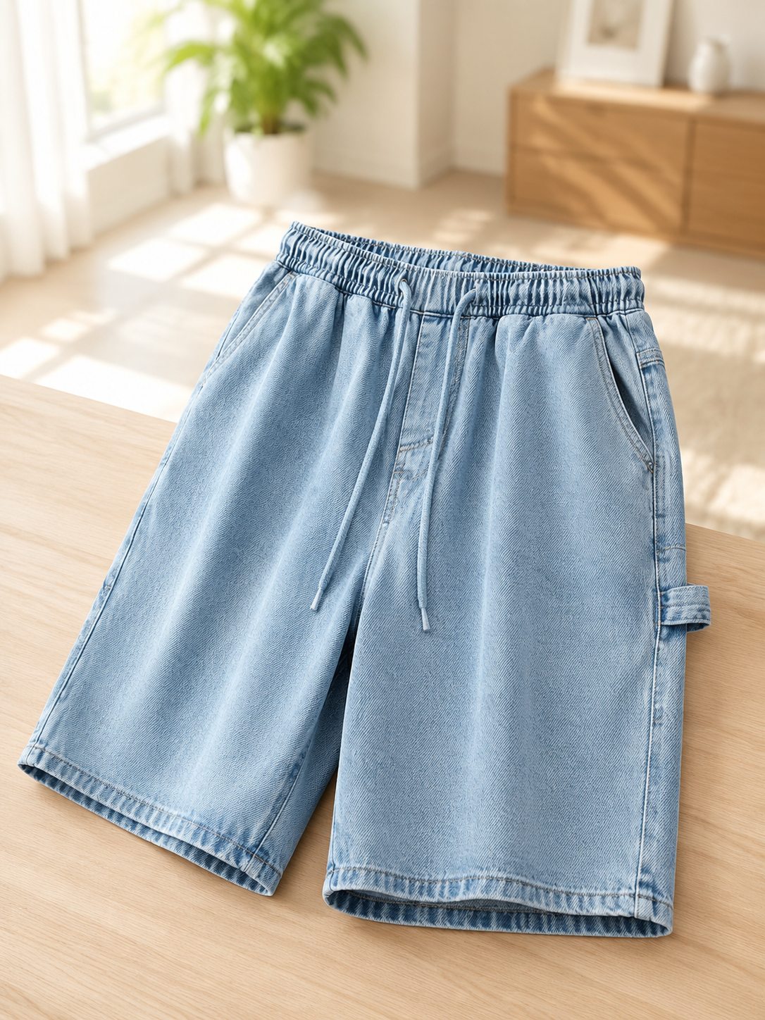 夏のゆったりデニムハーフパンツ メンズ日本系五分丈