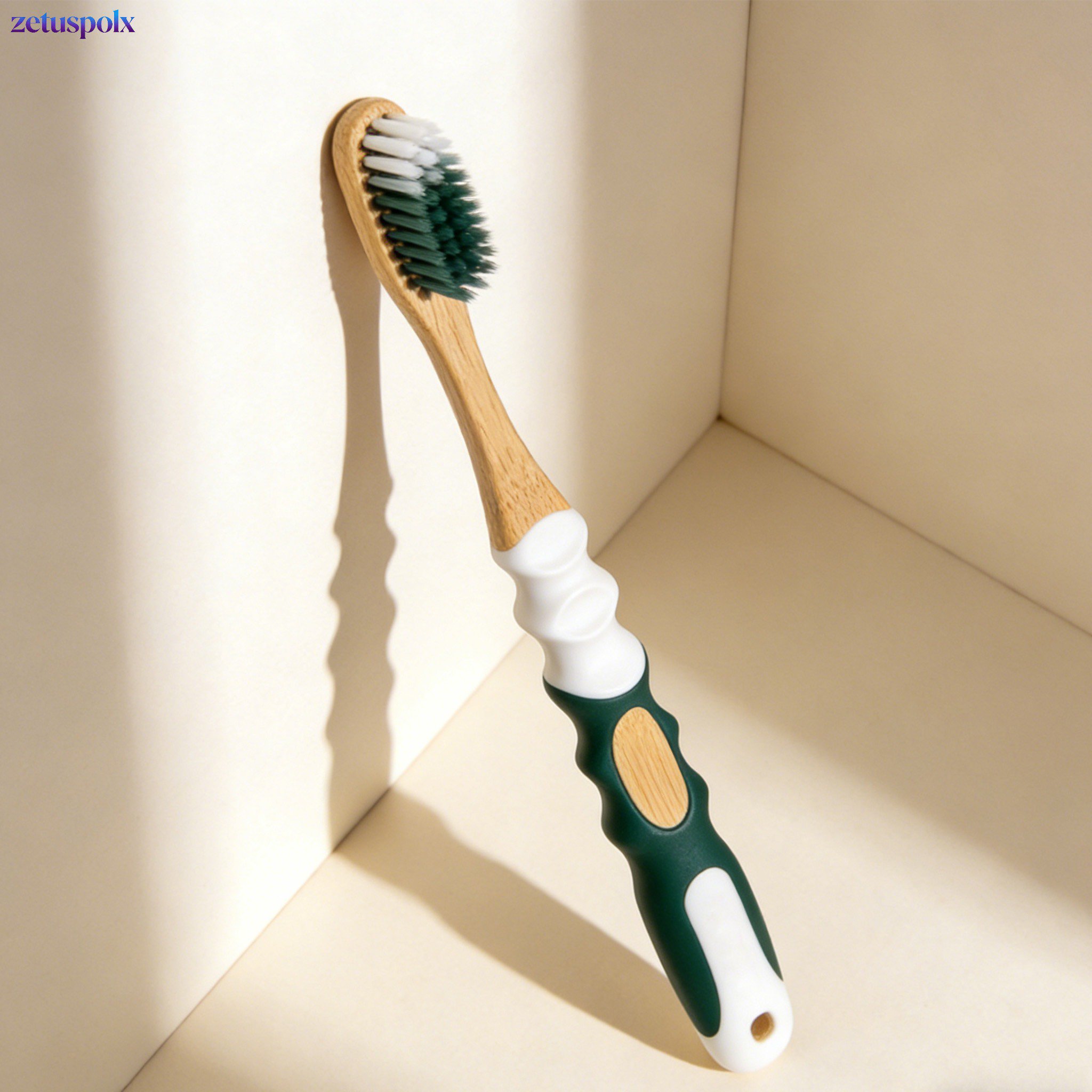 Eco-friendly bamboo toothbrush on white background
