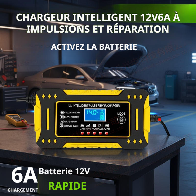 Chargeur de batterie de voiture 12V automatique haute puissance, réparation batterie stop&start