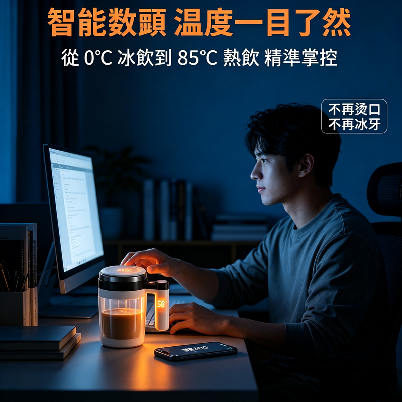便攜式電動磁吸咖啡攪拌杯充電保溫不鏽鋼水杯