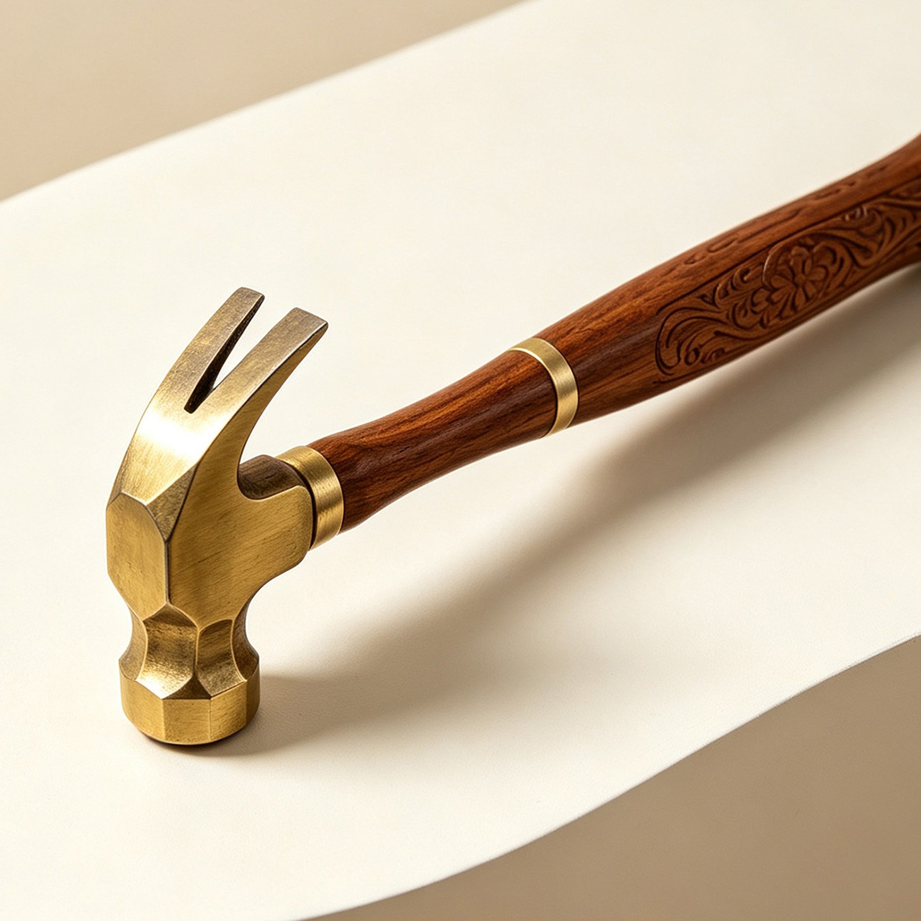Engraved Brass Claw Hammer