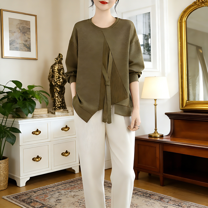 韓国風ゆったり大きいサイズ切り替えスウェット 春新作 レディース