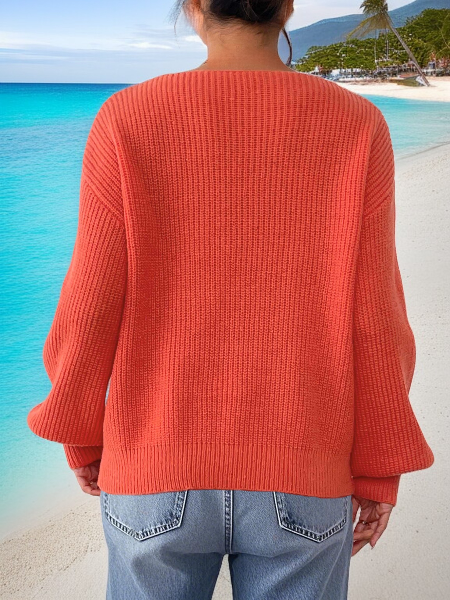 着用イメージ 無地セーター