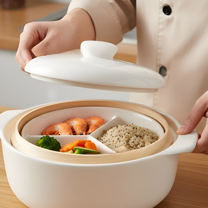 도자기 도자기 3분 칸 찜판 한솥 찜