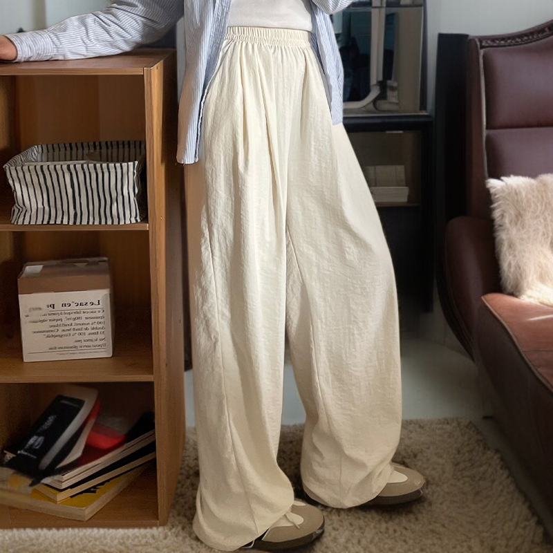 クリームムースヤマモト パンツ レディース 夏 カジュアル 多用途 ドレープ クリーム パンツ テクスチャード レイジー アイスシルク ワイドレッグパンツ