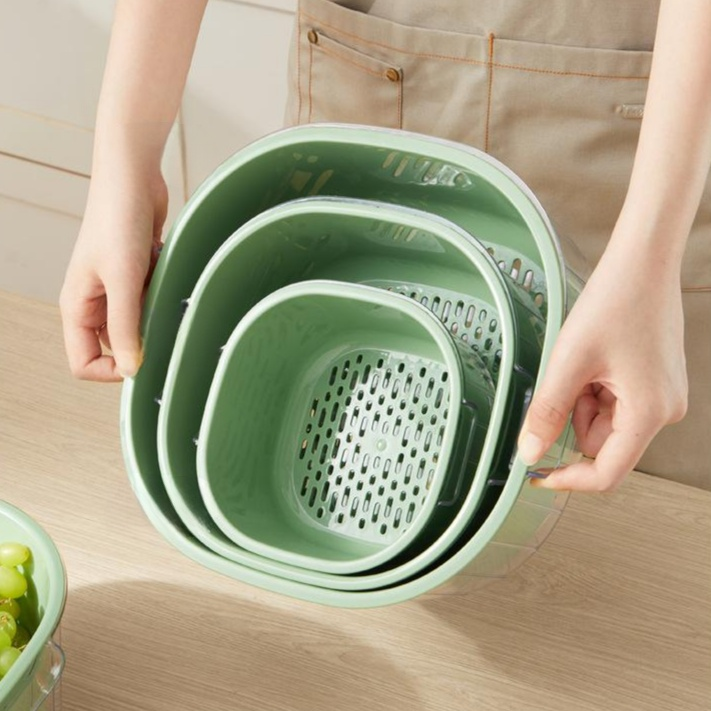 廚房用品雙層瀝水洗菜籃家用塑料濾水盆