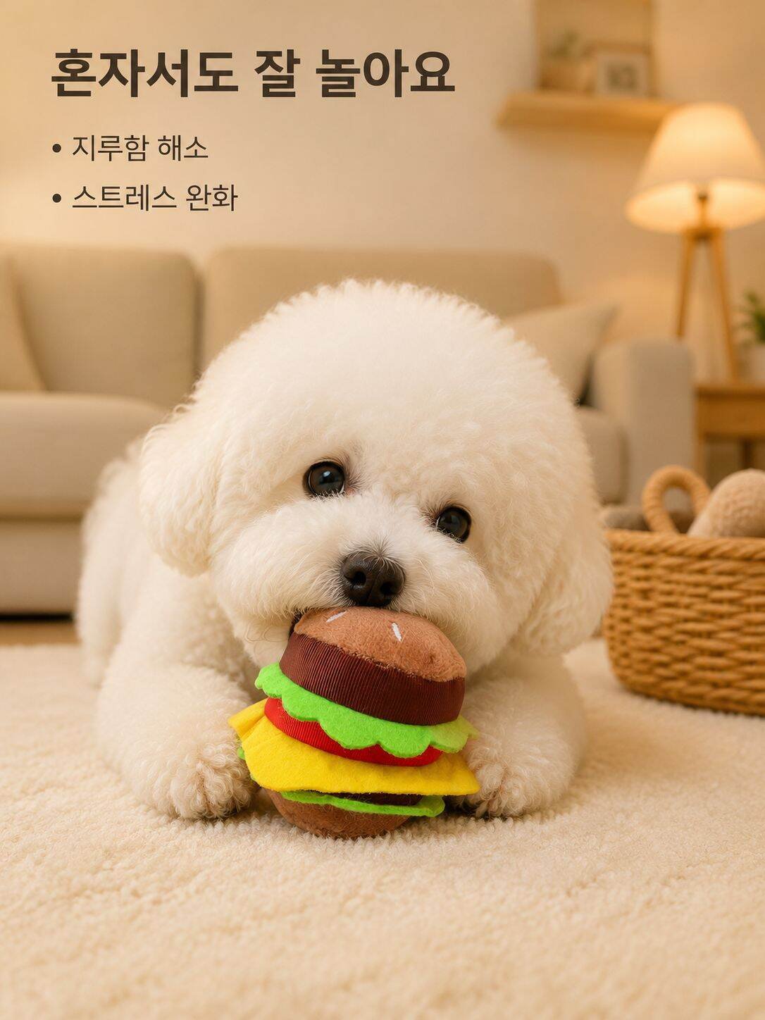 강아지 햄버거 모양 이빨 장난감