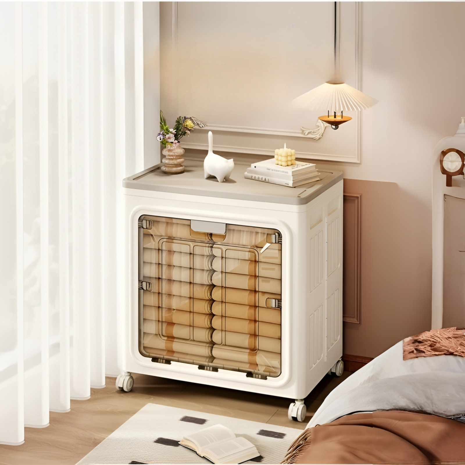 Grande armoire de rangement à porte frontale basculante pour vêtements et literie, grande capacité