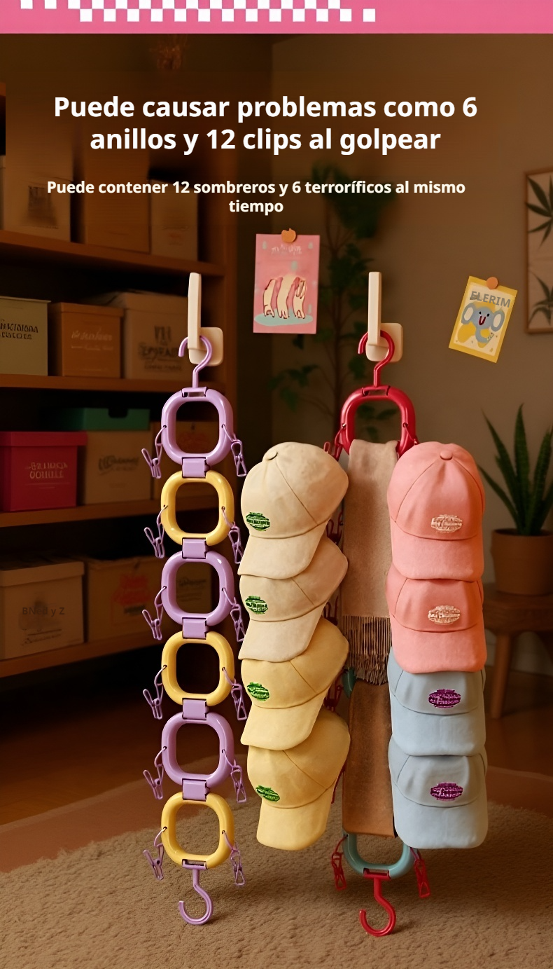 Organizador Dopamina mostrando sombreros y accesorios