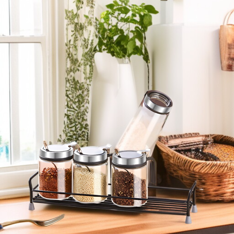 주방 가정용 세트 유리 양념통 방습 스텐 양념병 스푼 양념통 세트