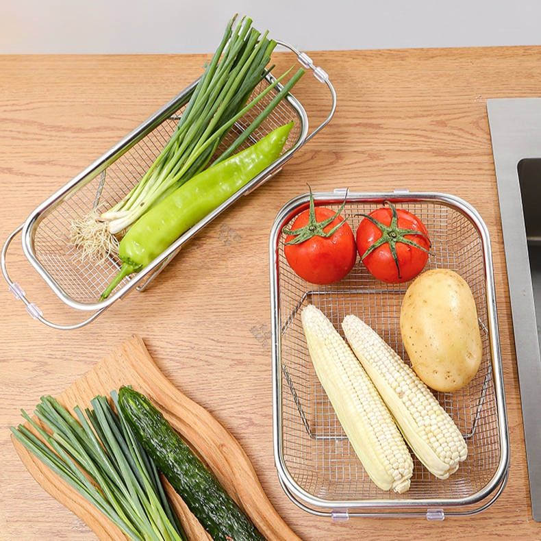 不鏽鋼伸縮果蔬瀝水籃 