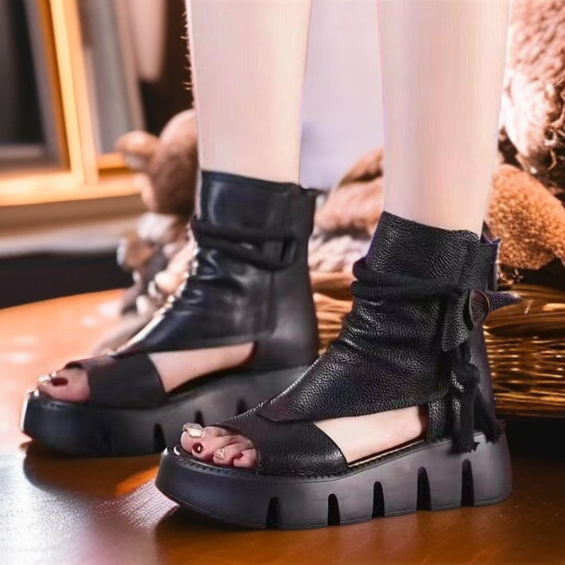 Summer Women's High-Cut Platform Roman Sandals, Stylish Wedge Open-Toe Design