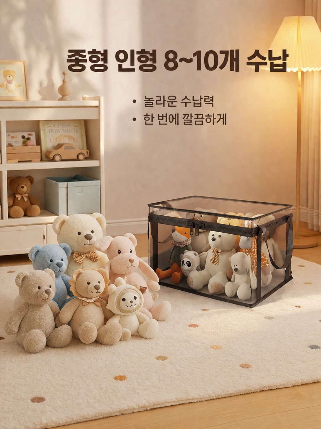 가정용 대형 수납박스 뚜껑 닫힌 상태