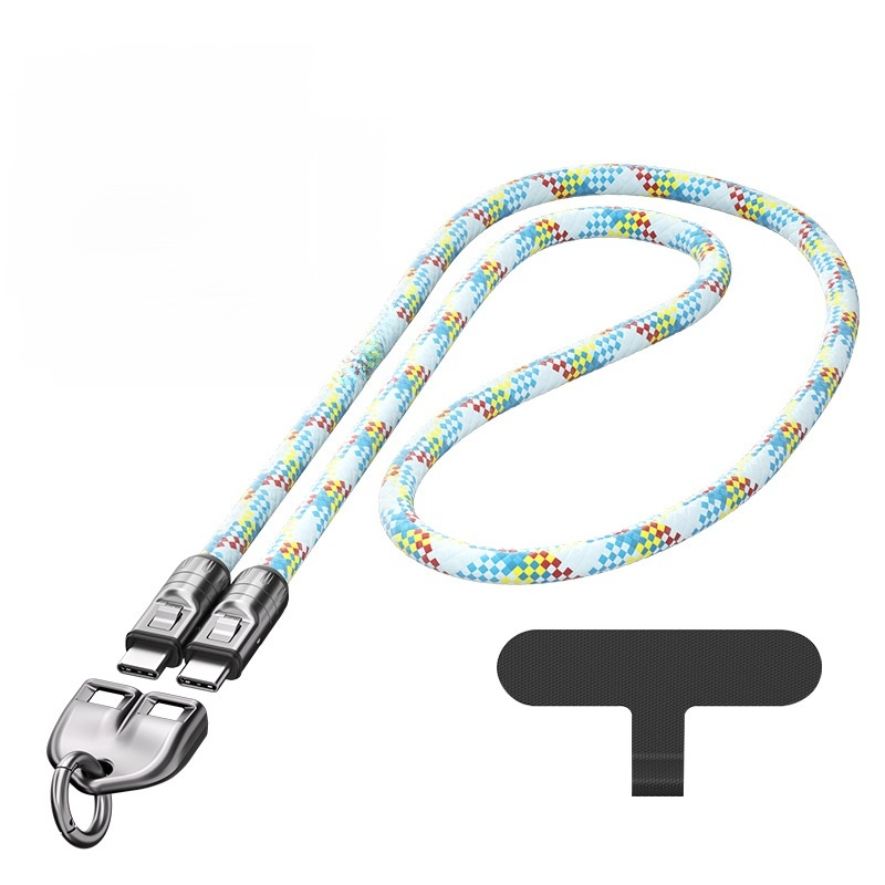 Dual-purpose phone lanyard and data cable