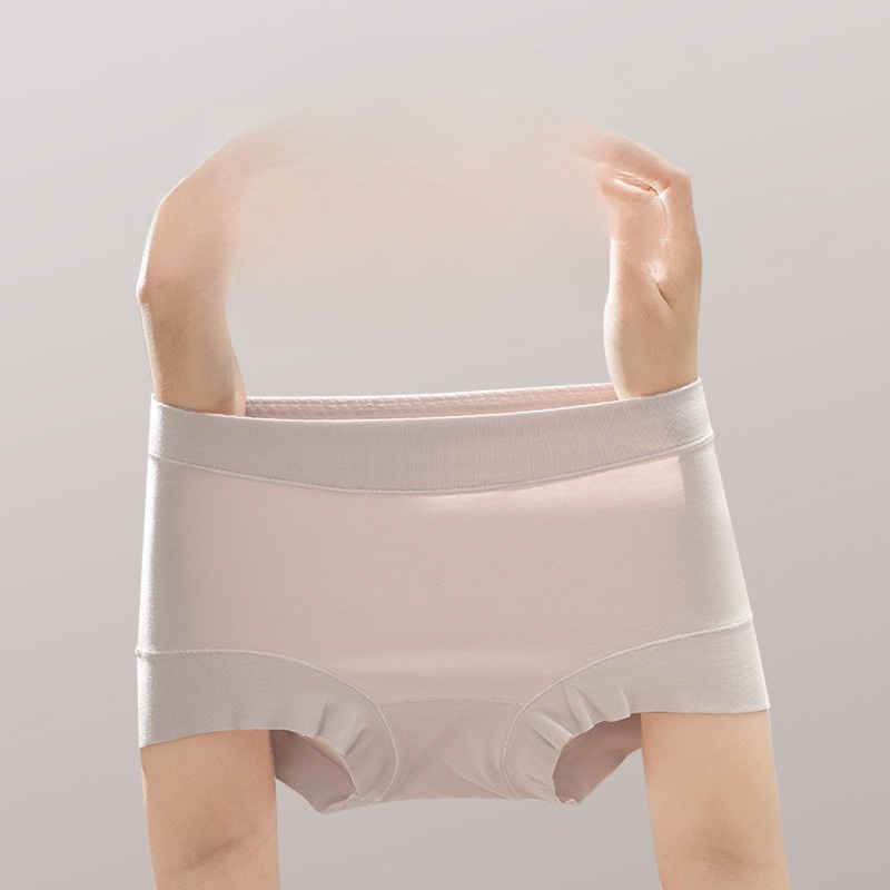 ミドルウエスト綿抗菌シームレスレディースショーツ