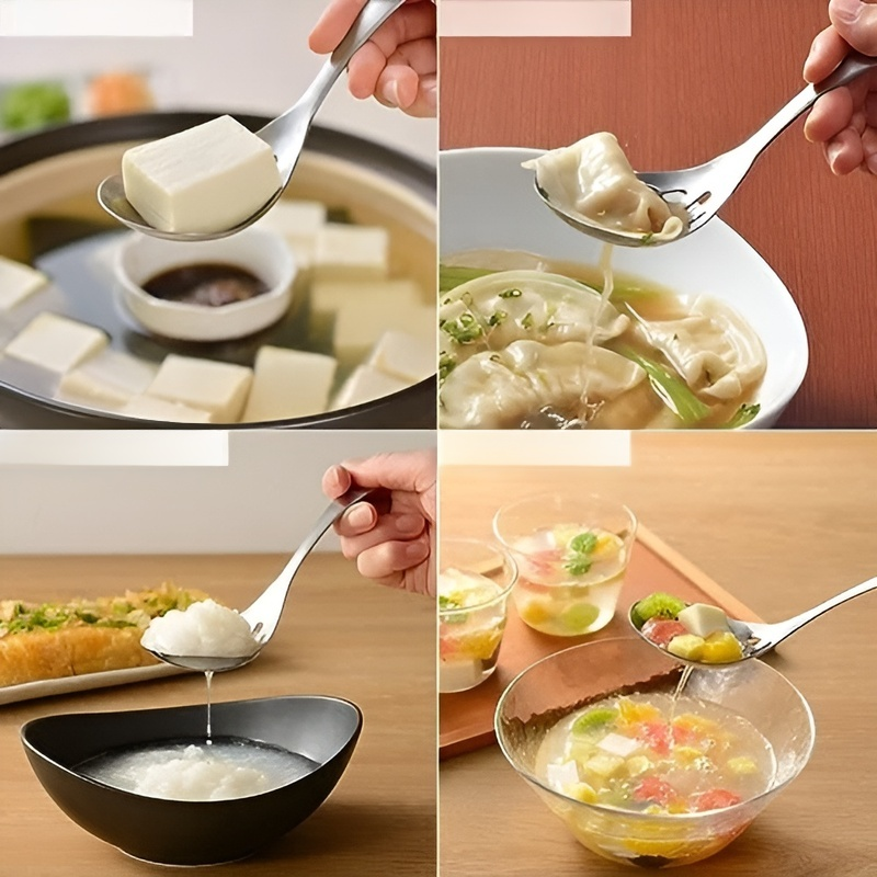 Suppenlöffel und Siebe aus Edelstahl