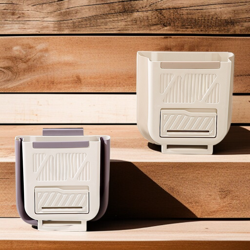 접이식 크림색 벽걸이형 쓰레기통